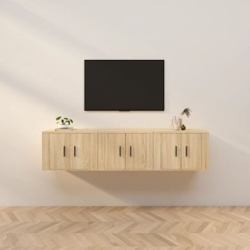 Muebles para TV de pared 3 uds roble Sonoma 57x34,5x40 cm