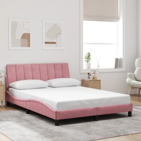Estructura de cama sin colchón terciopelo rosa 140x200 cm
