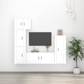 Set TV-Möbel 5 Stück Sperrholz glänzend weiß von vidaXL, TV-Möbel - Ref: Foro24-3188808, Preis: 251,96 €, Rabatt: %