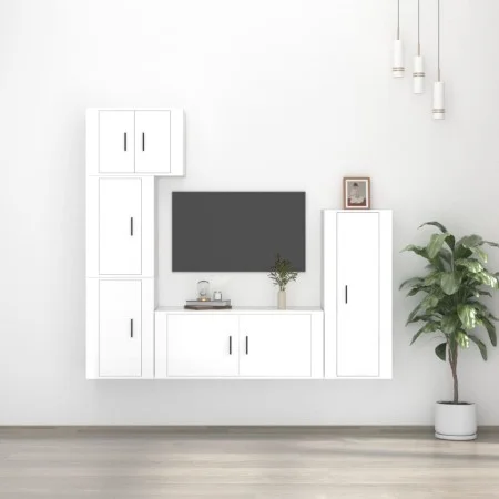 Set TV-Möbel 5 Stück Sperrholz glänzend weiß von vidaXL, TV-Möbel - Ref: Foro24-3188808, Preis: 248,84 €, Rabatt: %