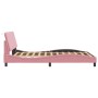 Estructura de cama sin colchón terciopelo rosa 140x200 cm