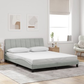 Estructura de cama sin colchón terciopelo gris claro 160x200 cm