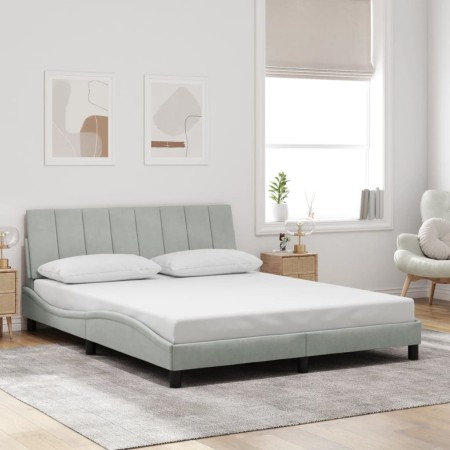 Estructura de cama sin colchón terciopelo gris claro 160x200 cm