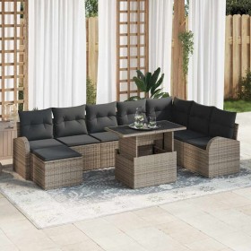 Conjunto de sofá de jardín con cojín 9 pcs Gris