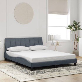 Estructura de cama sin colchón terciopelo gris oscuro 160x200cm