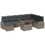 Conjunto de sofá de jardín con cojín 9 pcs Gris