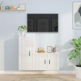 TV furniture set 2 pieces glossy white plywood by vidaXL, TV Furniture - Ref: Foro24-3188456, Price: 92,96 €, Discount: %
