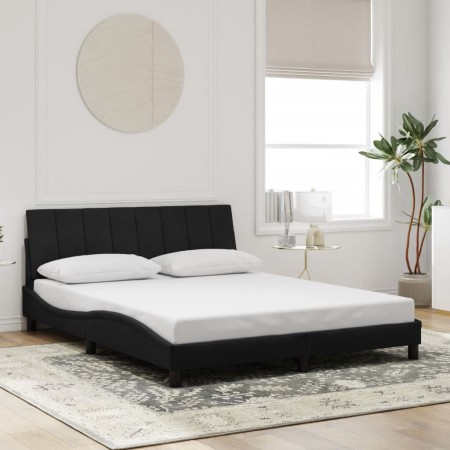 Estructura de cama sin colchón terciopelo negro 160x200 cm