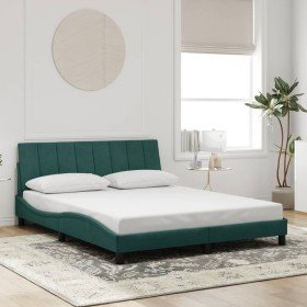 Estructura cama sin colchón terciopelo verde oscuro 160x200 cm en Camas y somieres | Comprar online en Foro24
