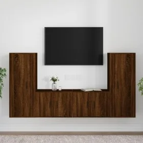 Set de muebles para TV 4 pzas madera contrachapada marrón roble de vidaXL, Muebles TV - Ref: Foro24-3188773, Precio: 193,85 €...