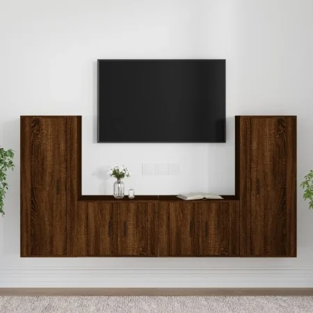 TV-Möbelset 4-teilig aus eichenbraunem Sperrholz von vidaXL, TV-Möbel - Ref: Foro24-3188773, Preis: 193,85 €, Rabatt: %