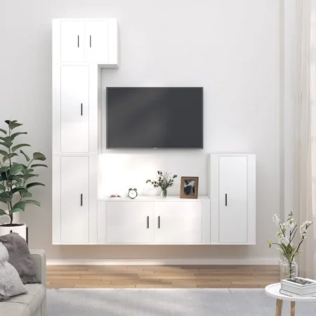 Set TV-Möbel 5 Stück Sperrholz glänzend weiß von vidaXL, TV-Möbel - Ref: Foro24-3188616, Preis: 266,97 €, Rabatt: %