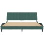 Estructura cama sin colchón terciopelo verde oscuro 180x200 cm