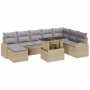 Conjunto de sofá de jardín con cojín 9 pcs beige y gris claro
