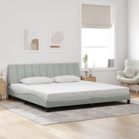 Estructura de cama sin colchón terciopelo gris claro 200x200 cm
