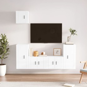 5-piece TV furniture set, plywood with glossy white finish by vidaXL, TV Furniture - Ref: Foro24-3188584, Price: 208,77 €, Di...