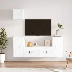Set TV-Möbel 5 Stück Sperrholz glänzend weiß von vidaXL, TV-Möbel - Ref: Foro24-3188584, Preis: 206,21 €, Rabatt: %