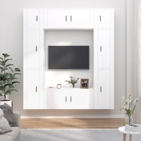 Set de muebles para TV 8 piezas madera contrachapada blanco