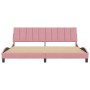 Estructura cama sin colchón terciopelo rosa 200x200 cm
