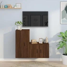 Set de muebles para TV 2 pzas madera contrachapada roble marrón de vidaXL, Muebles TV - Ref: Foro24-3188461, Precio: 90,25 €,...