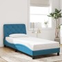 Estructura cama con cabecero terciopelo azul 80x200 cm