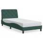 Estructura de cama sin colchón terciopelo verde oscuro 90x190cm