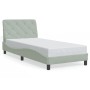 Estructura de cama sin colchón terciopelo gris claro 90x200 cm