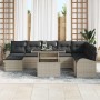 Conjunto de sofá de jardín con cojín 9 pcs Gris claro