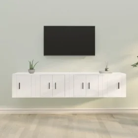 4-teiliges TV-Möbelset aus weißem Sperrholz von vidaXL, TV-Möbel - Ref: Foro24-3188430, Preis: 123,78 €, Rabatt: %