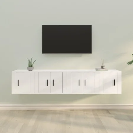 Set de muebles para TV 4 piezas madera contrachapada blanco de vidaXL, Muebles TV - Ref: Foro24-3188430, Precio: 123,78 €, De...