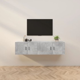 Muebles para TV de pared 2 uds gris hormigón 80x34,5x40 cm