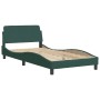 Estructura cama sin colchón terciopelo verde oscuro 100x200 cm