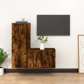 TV-Möbelset 2-teilig aus geräuchertem Eichensperrholz von vidaXL, TV-Möbel - Ref: Foro24-3188723, Preis: 89,02 €, Rabatt: %