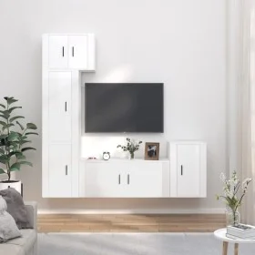 TV furniture set 5 pieces glossy white plywood by vidaXL, TV Furniture - Ref: Foro24-3188624, Price: 240,90 €, Discount: %