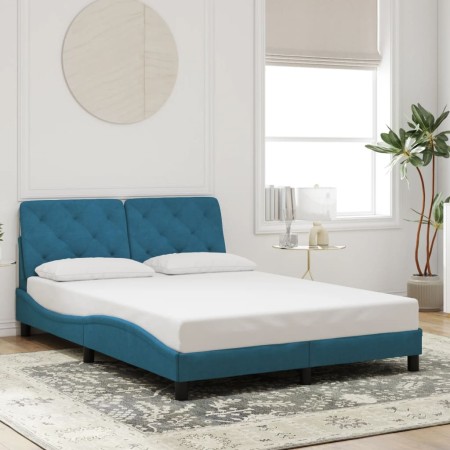 Estructura de cama con cabecero terciopelo azul 120x200 cm