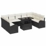 Conjunto de sofá de jardín con cojín 10 pcs Negro y crema