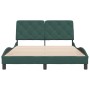 Estructura cama sin colchón terciopelo verde oscuro 140x190 cm