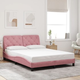 Estructura de cama sin colchón terciopelo rosa 140x190 cm
