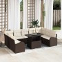 Conjunto de sofá de jardín con cojín 10 pcs Marrón y crema