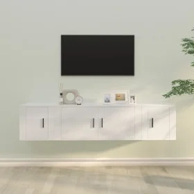 TV-Möbelset 3-teilig aus glänzend weißem Sperrholz von vidaXL, TV-Möbel - Ref: Foro24-3188416, Preis: 125,30 €, Rabatt: %
