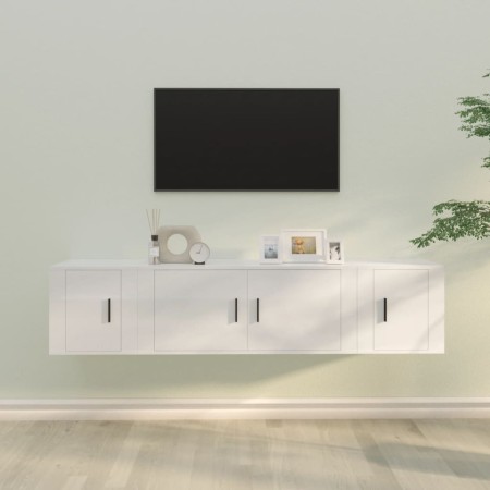 TV-Möbelset 3-teilig aus glänzend weißem Sperrholz von vidaXL, TV-Möbel - Ref: Foro24-3188416, Preis: 127,20 €, Rabatt: %