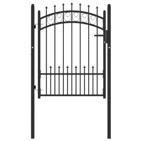 Puerta de valla con picos acero negro 100x125 cm
