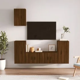 Set de muebles para TV 5 pzas madera contrachapada roble marrón de vidaXL, Muebles TV - Ref: Foro24-3188581, Precio: 214,21 €...