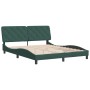 Estructura cama sin colchón terciopelo verde oscuro 160x200 cm