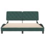Estructura cama sin colchón terciopelo verde oscuro 160x200 cm