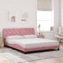 Estructura de cama sin colchón terciopelo rosa 160x200 cm
