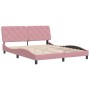 Estructura de cama sin colchón terciopelo rosa 160x200 cm