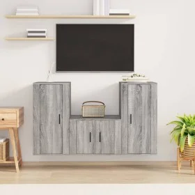 TV-Möbelset 3-teilig Sonoma graues Sperrholz von vidaXL, TV-Möbel - Ref: Foro24-3188524, Preis: 143,14 €, Rabatt: %