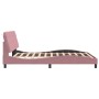 Estructura de cama sin colchón terciopelo rosa 160x200 cm