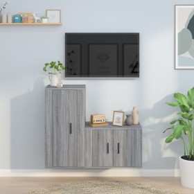 2 Stk. TV-Möbelset Sperrholz Sonoma grau von vidaXL, TV-Möbel - Ref: Foro24-3188460, Preis: 94,14 €, Rabatt: %